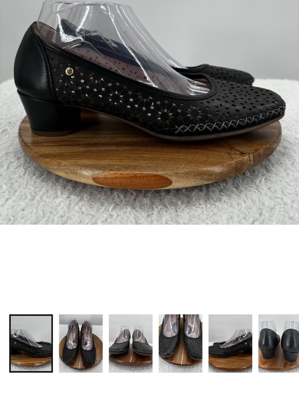 Pikolino Shoes Womens 10.5 Black Leather Heel Gomera Comfort Cushion Perforated